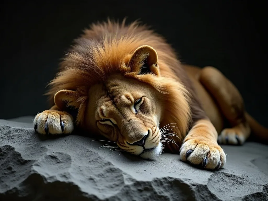 Un lion passe 18 à 20 heures par jour dans cette position, et c'est exactement ce que le totem enseigne en premier.