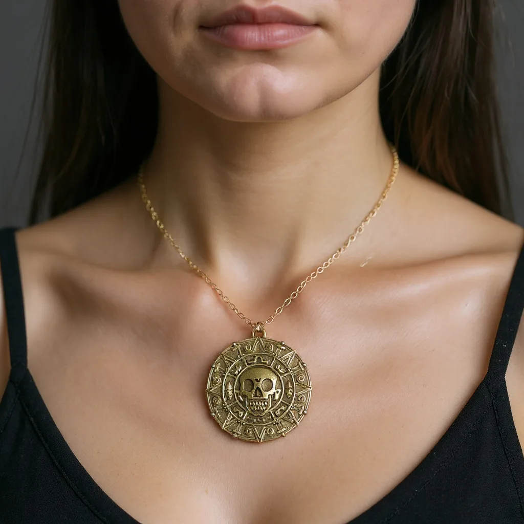 collier pirate des caraïbes pièce aztèque