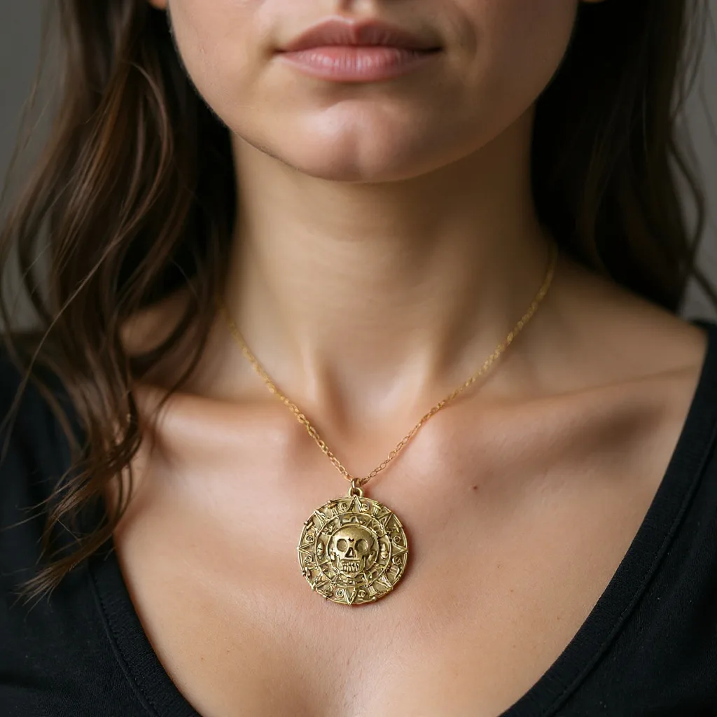 collier pirate des caraïbes pièce aztèque